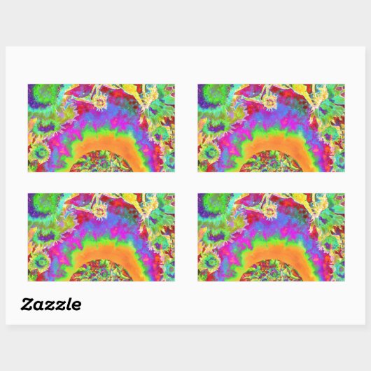 Elegante Retro-Sonnenblumenfelder Rechteckiger Aufkleber (Blatt)