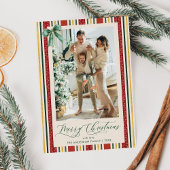 Elegante Retro Streifen Bow Frohe Weihnachten 1 Fo