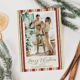 Elegante Retro Streifen Bow Frohe Weihnachten 1 Fo