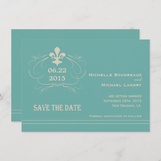 Elegante Retro Style Lilie Save the Date (Vorne/Hinten)