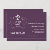 Elegante Retro Style Lilie Save the Date Einladung (Vorne/Hinten)