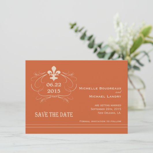 Elegante Retro Style Lilie Save the Date Einladung (Stehend Vorderseite)