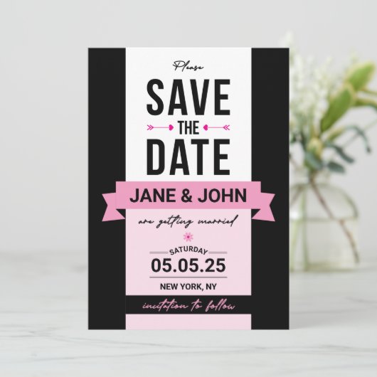 Elegante Retro Style Save the Date Card (Stehend Vorderseite)