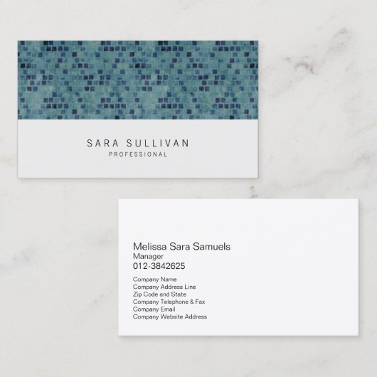 Elegante Retro Tealtiles Beruflich BusinessCard Visitenkarte (Vorne/Hinten)