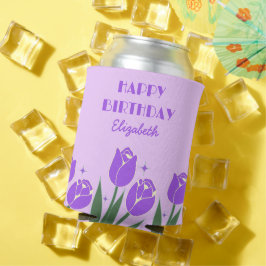 Elegante Retro Tulip Floral Lila Geburtstag Dosenkühler