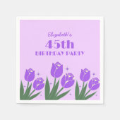 Elegante Retro Tulip Floral Lila Geburtstag Serviette (Vorderseite)