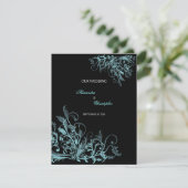 Elegante Retro Türkis Blume Sommerliche Hochzeit Einladung (Stehend Vorderseite)