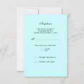 Elegante Retro türkisfarbene Wirbel Hochzeit RSVP (Rückseite)