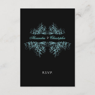 Elegante Retro türkisfarbene Wirbel Hochzeit RSVP Karte