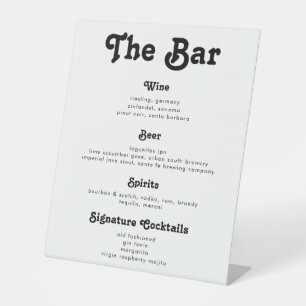 Elegante Retro Vintage Hochzeitsgetränke Bar Menü Sockelschild