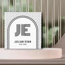 Elegante Retro White Monogram Business Card Quadratische Visitenkarte