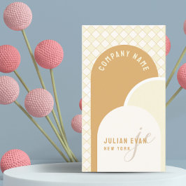 Elegante Retro Yellow Gingham Business Card Visitenkarte