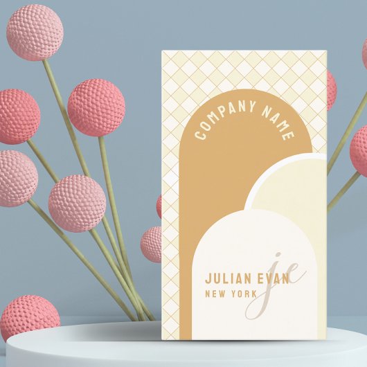 Elegante Retro Yellow Gingham Business Card Visitenkarte