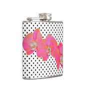 Elegante Retropinke Polka-Punkte Flachmann (Rechts)