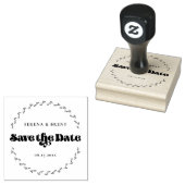 Elegante Retrotypografie Save the Date Wreath Gummistempel (Stempel)