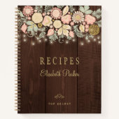Elegante Rezepte aus rustikalem Holz mit Blumenkoc Notizblock (Vorderseite)