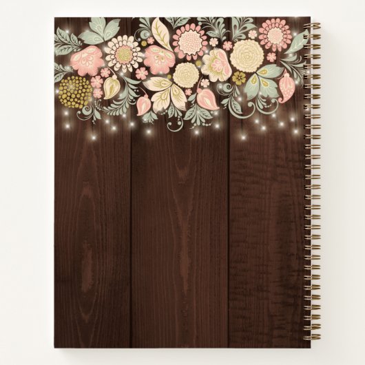 Elegante Rezepte aus rustikalem Holz mit Blumenkoc Notizblock (Rückseite)