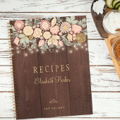 Elegante Rezepte aus rustikalem Holz mit Blumenkoc Notizblock