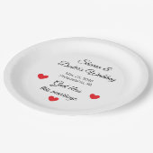 Elegante Rezeption für weiße und schwarze Hochzeit Pappteller (Schrägansicht)