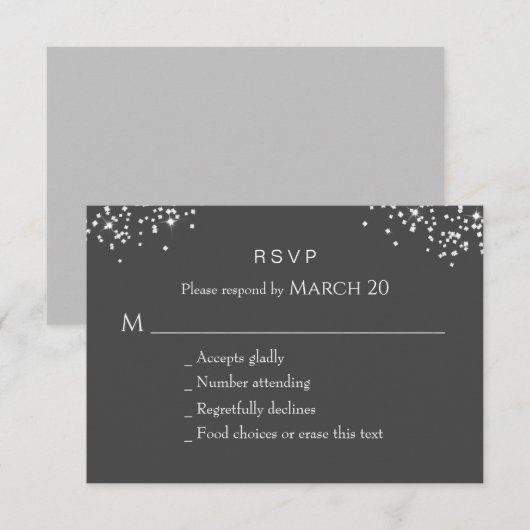 Elegante Rhinestones RSVP Card Karte (Vorne/Hinten)