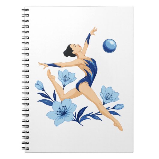 Elegante rhythmische Turnerin mit Blumen Notizblock (Vorderseite)