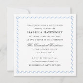 Elegante Ribbon Baby Dusche Streifen Blue Square Einladung (Vorderseite)