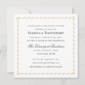 Elegante Ribbon Baby Dusche Streifen Gold Square Einladung (Vorderseite)