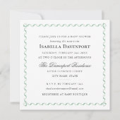 Elegante Ribbon Baby Dusche Streifen Green Square Einladung (Vorderseite)