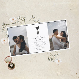 Elegante Ribbon Bow Black and White Wedding Dankeskarte