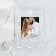Elegante Ribbon Bow Foto Holiday Card