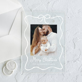 Elegante Ribbon Bow Foto Holiday Card Acryleinladungen