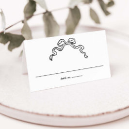 Elegante Ribbon Bow Hand Drawn Doodles Hochzeit Platzkarte