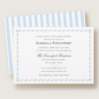 Elegante Ribbon Candy Striped Baby Dusche Blau