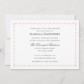 Elegante Ribbon Candy Striped Baby Dusche Rosa Einladung (Vorderseite)