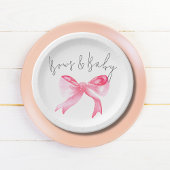 Elegante Ribbon Pink Bows und Baby Girl Baby Showe Pappteller