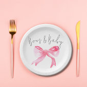 Elegante Ribbon Pink Bows und Baby Girl Baby Showe Pappteller