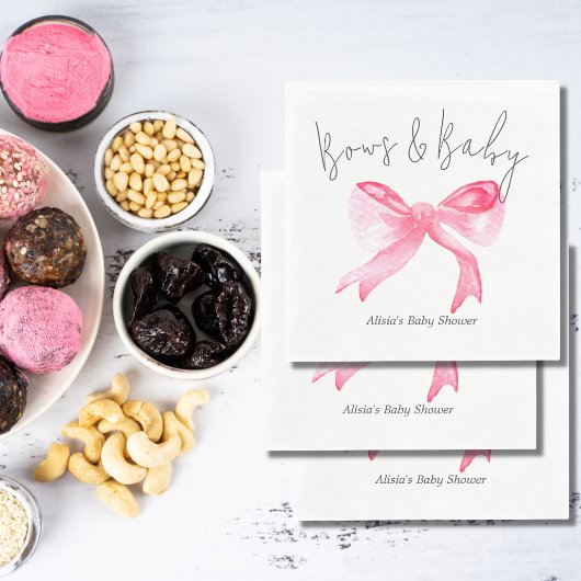 Elegante Ribbon Pink Bows und Baby Girl Baby Showe Serviette