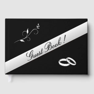 Elegante Ringe Schwarze und Weiße Hochzeit Gästebuch