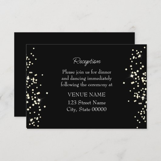 Elegante Rings Rhinestones Wedding Reception Card Dankeskarte (Vorne/Hinten)