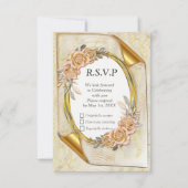 Elegante Ripple Cream & Gold RSVP Karte (Vorderseite)