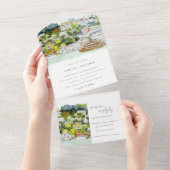 Elegante River Cruise Country Landschaft Hochzeit All In One Einladung (Abreißen)