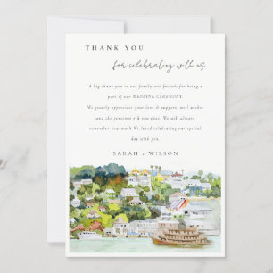Elegante River Cruise Country Landschaft Hochzeit Dankeskarte