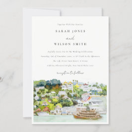 Elegante River Cruise Country Landschaft Hochzeit Einladung