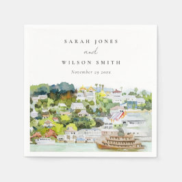 Elegante River Cruise Country Landschaft Hochzeit Serviette