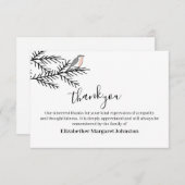 Elegante Robin Bird Beerdigung Danke Bereavement (Vorne/Hinten)