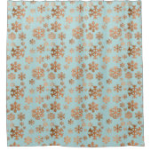 Elegante Robin Egg Blue Festive Copper Schneeflock Duschvorhang (Vorderseite)