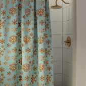 Elegante Robin Egg Blue Festive Copper Schneeflock Duschvorhang