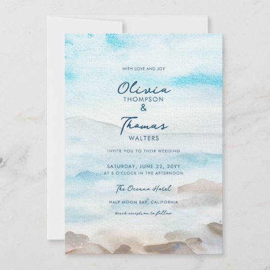 Elegante Rocky Coast Mist Ocean Beach Hochzeit Einladung (Vorderseite)