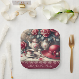 Elegante Roise Tea Party Paper Plate Pappteller