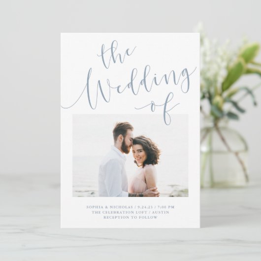 Elegante Romance | Minimalistische Hochzeit mit zw Einladung (Stehend Vorderseite)